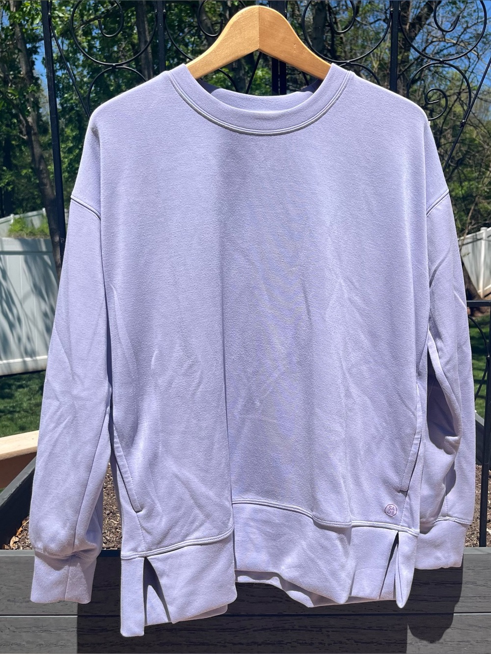 Sage Collective Women’s Oversized Crewneck Sweatshirt Pockets Lt Purple Size S